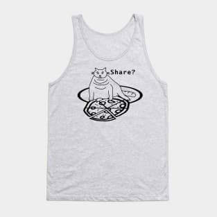 Chonky Cat finds Pizza Outline Tank Top